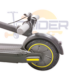 Rider wearing a helmet on a 20 mph e-scooter